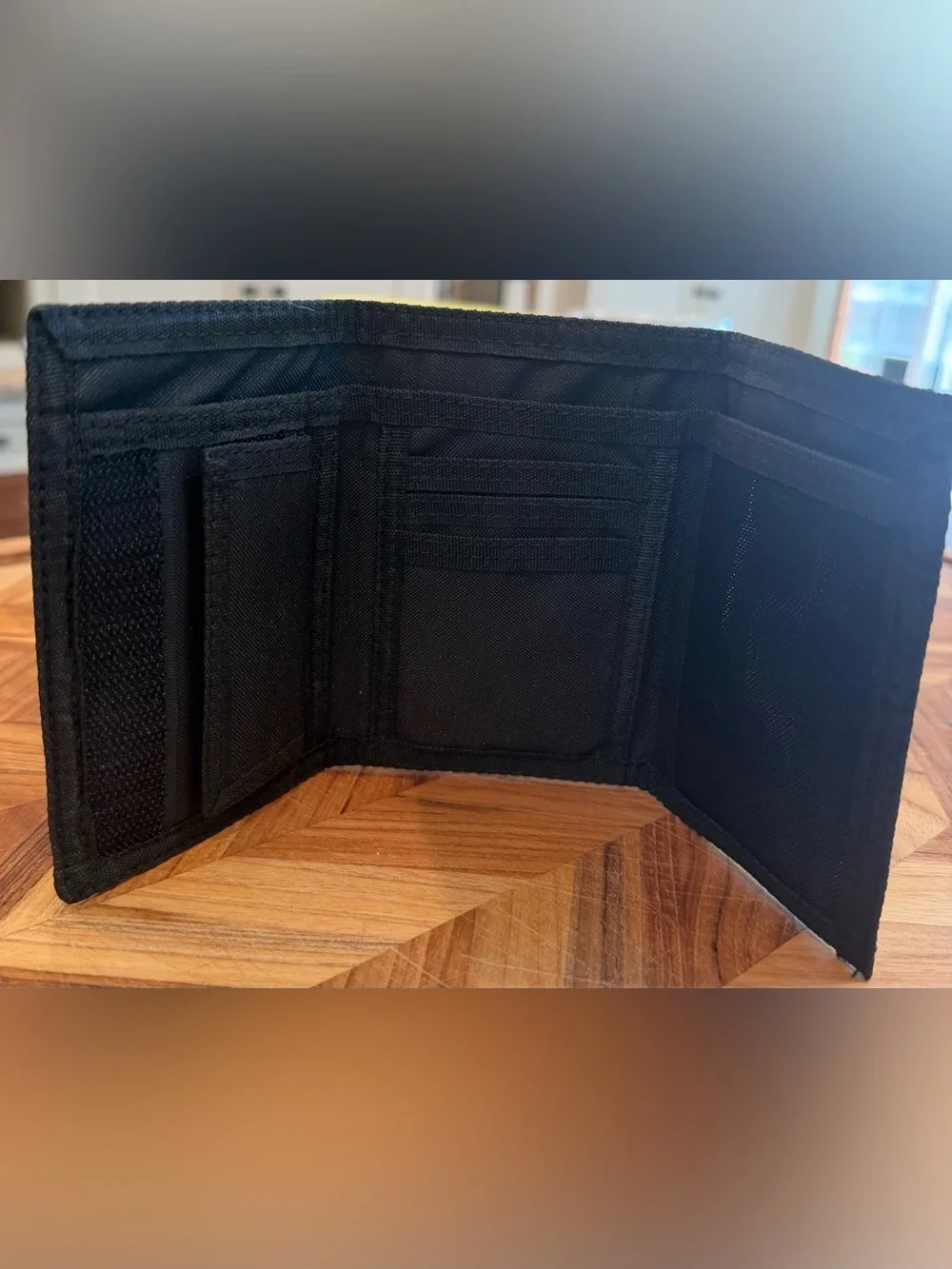 Vans Black Gray Trifold Wallet Canvas Velcro Unisex